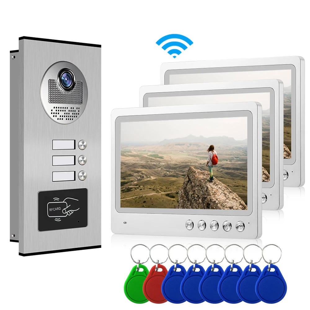 9 &quotзапись проводной Wi Fi видео домофон система RFID камера дверной звонок Домашняя
