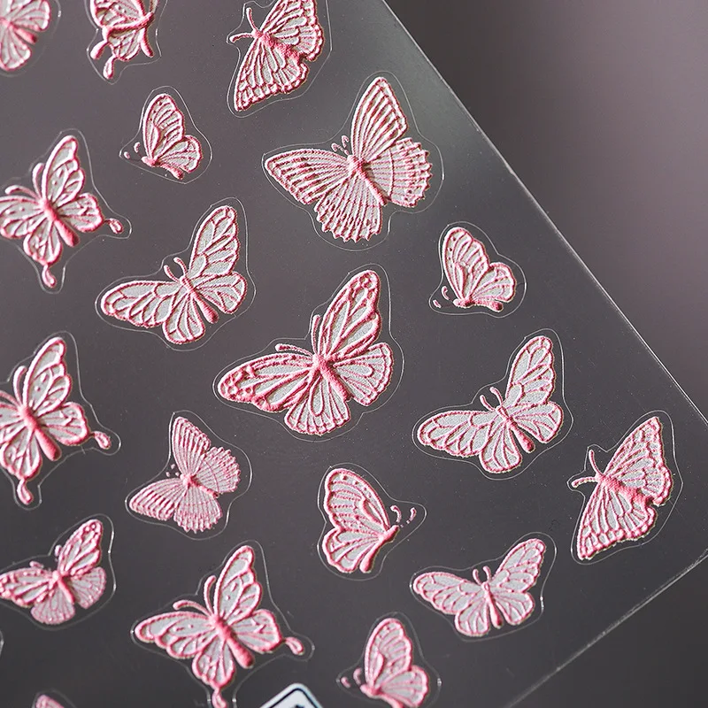 Новинка Выгравированная 5D наклейка для ногтей красивый розовый цвет в форме