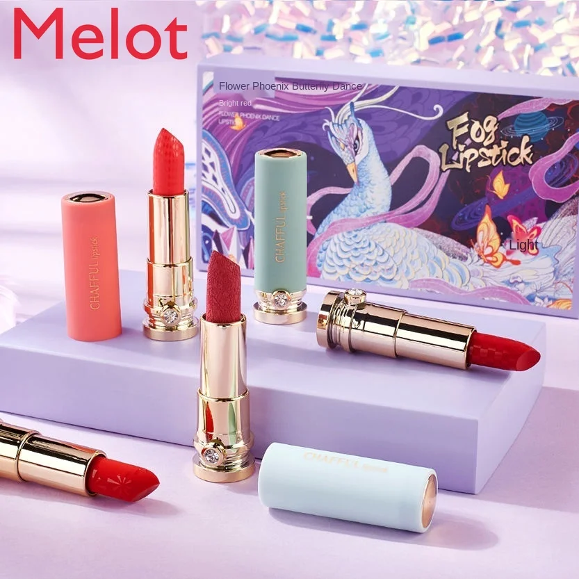 

High-End Luxury Carved Lipstick Non-Fading Suit a Box of Modern Creative Matte Finish No Stain on Cup Lip Lacquer