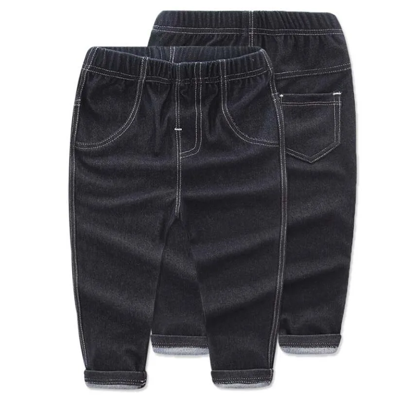 Весенние джинсы для маленьких мальчиков и девочек детские Осенние эластичные из