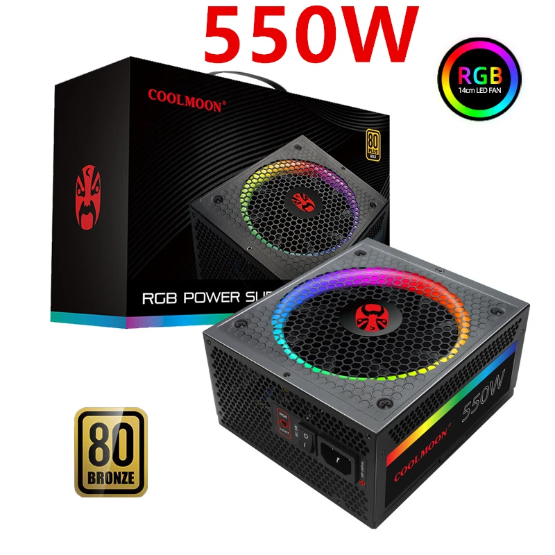 Günstig Neue Original NETZTEIL Für COOLMOON Volle Modulare 80plus Gold PC Spiel Mute Power Versorgung RGB 750W