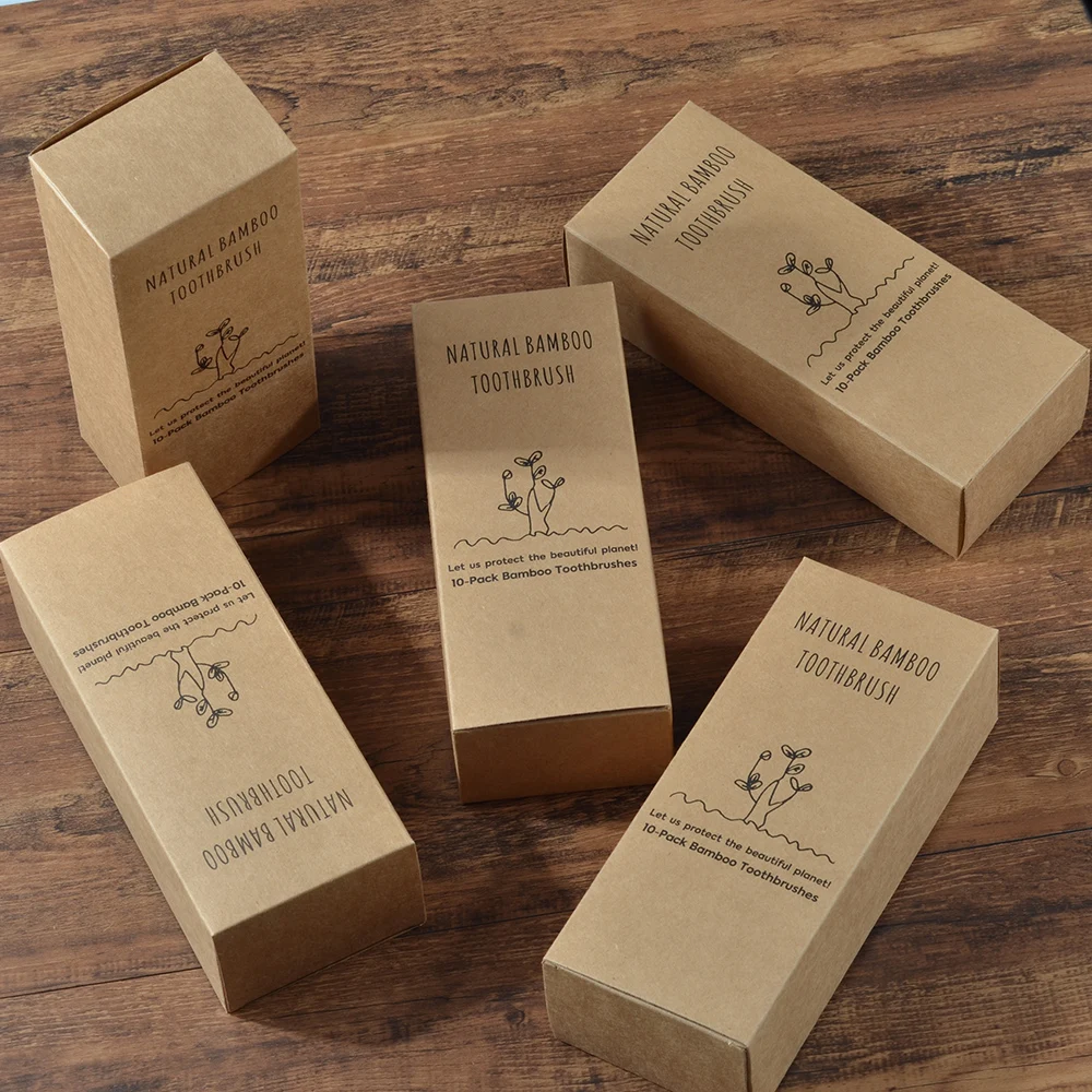 Пользовательский логотип 300-Pack зубная щетка с мягкой щетиной бамбуковой зубной