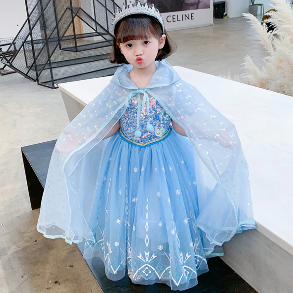 

Children Girls Princess Aisha Anna Cosplay Fairy Tale Uniforms Halloween Children's Day Stage Costume Mesh Dress