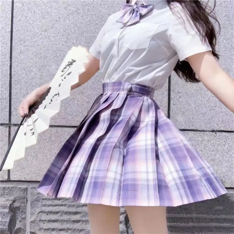 2021 Униформа JK, трапециевидная клетчатая юбка с высокой талией, японская школьная плиссированная юбка для школьницы, униформа для девушки, ж...