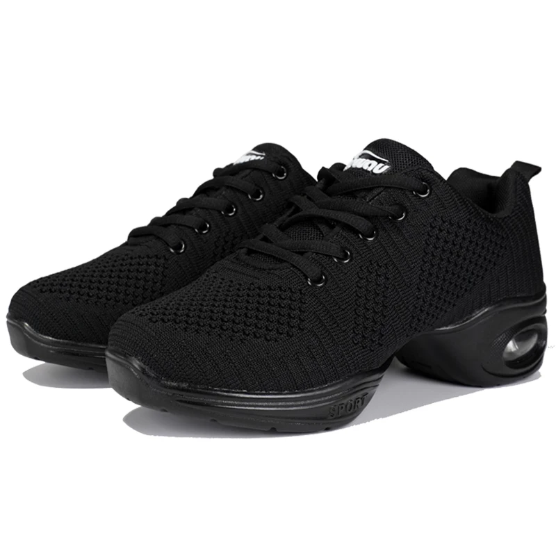 HROYL Dance Shoes For Women Dance Sneakers Jazz Shoes Air Cushion Design Flying Mesh Breathable And Comfortable 4CM Heel