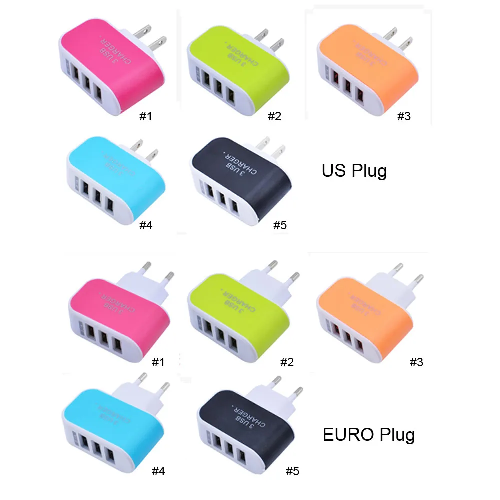 Fuloophi 5V 1A EU Plug 3 порта несколько настенных USB Смарт-зарядных устройств адаптер