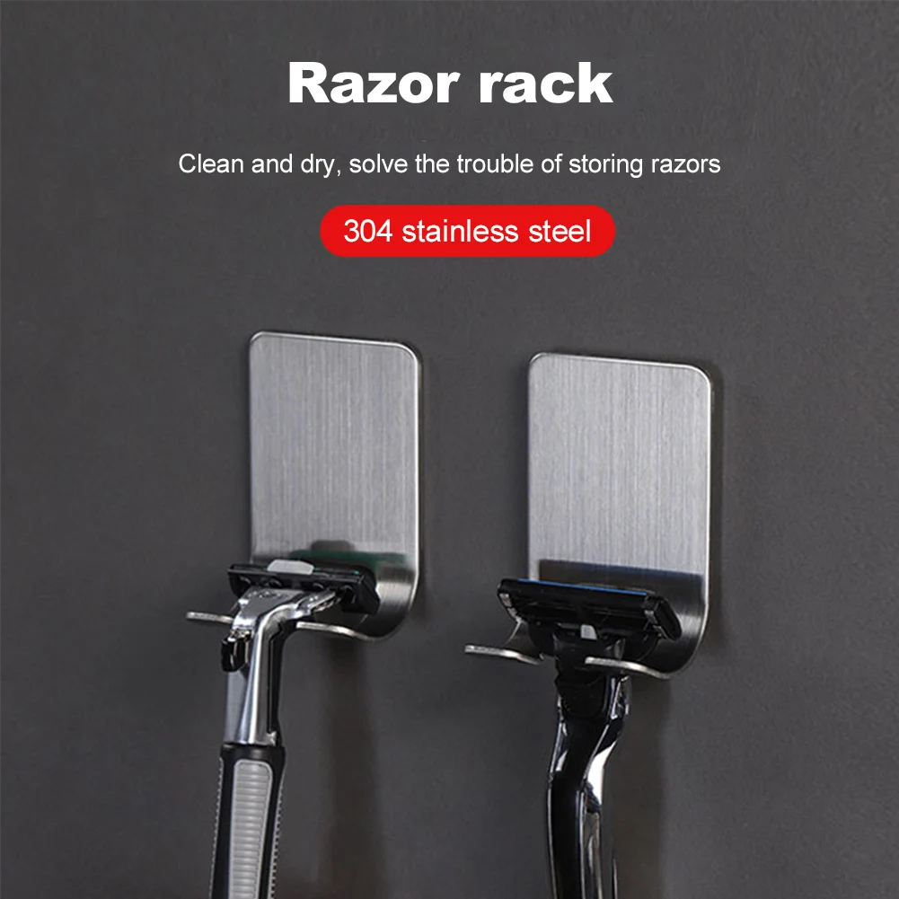 

10 Pcs Razor Stainless Steel Bracket Razor Holder Bathroom Razor Holder Wall Adhesive Storage Hook Kitchen Rack for Men'S