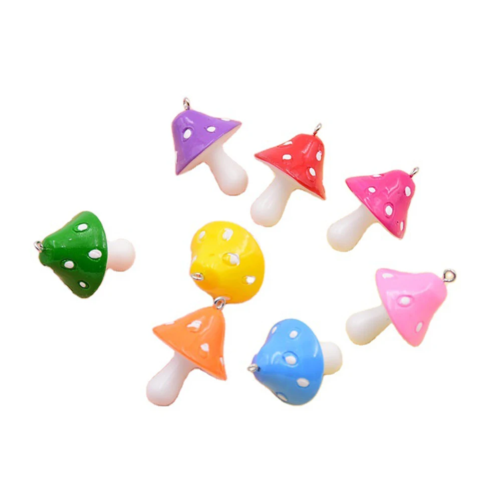

Yamily 8pcs/Cute Colorful Resin Little Simulation Mushrooms Pendant For Earring Bag Decoration Keychains Jewelry DIY Accessories
