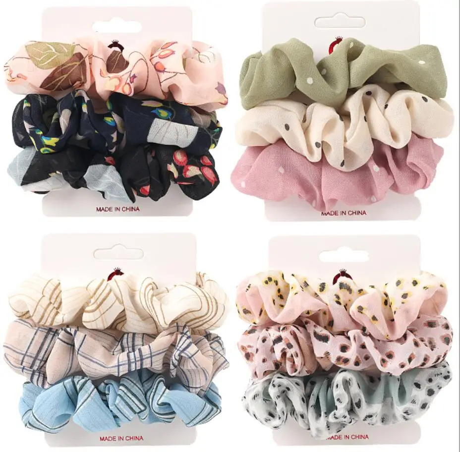 Элегантные Бархатные резинки для волос набор из 3 шт. эластичные в горошек модная