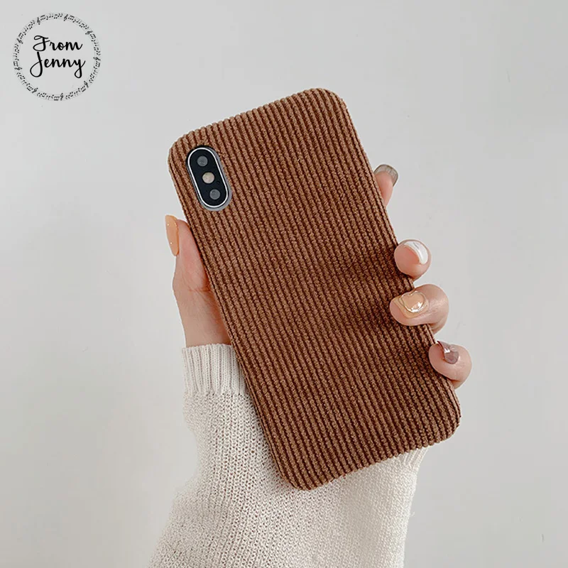From Jenny однотонный вельветовый для iPhone x xr xs max 6 6s 7 8 плюс простая под мобильный