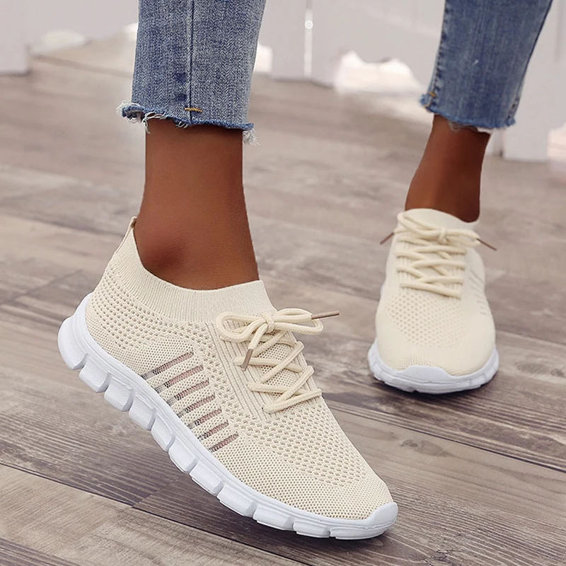 

Sneakers Women's Vulcanize Shoes Running Shoes For women Lace Up Sneakers Sock Shoes Breathable Mesh Shoes Sport Shoes Athletic
