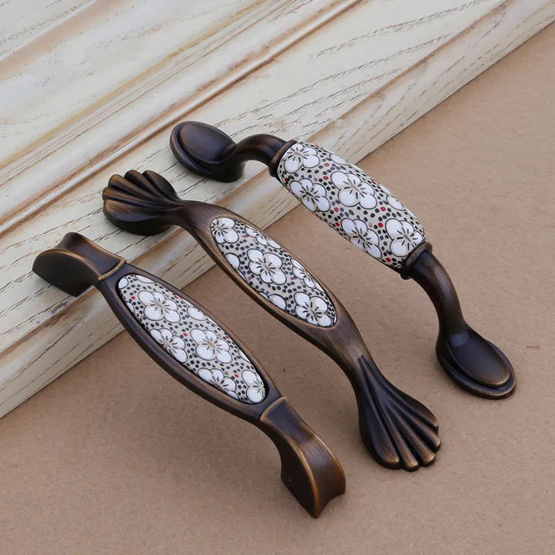 Кофейные керамические ручки для кухонного шкафа выдвижных ящиков из цинковые