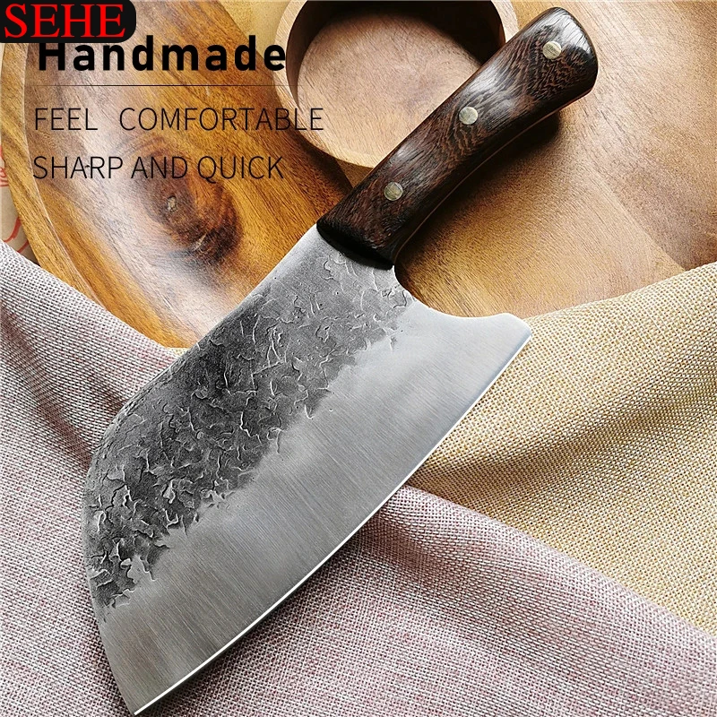 

Full Tang Chef Knife Handmade Forged High-carbon Clad Steel Kitchen Knives Cleaver Filleting Slicing Broad Butcher knife Cuisine