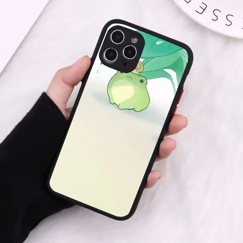 

CARTOON Frog Phone Case Matte Transparent for iPhone 7 8 11 12 s mini pro X XS XR MAX Plus cover funda