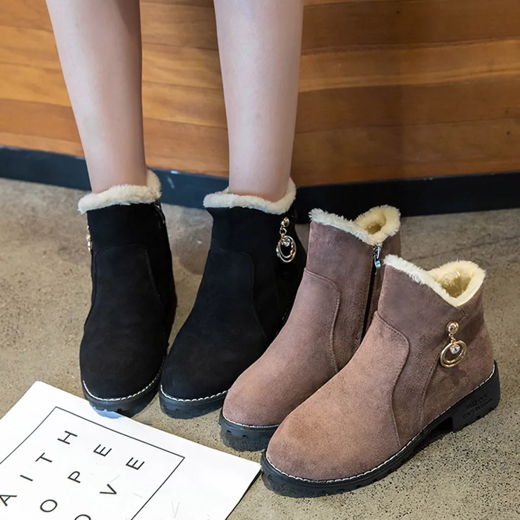 2019 г. Зимние сапоги женские короткие ботиночки со стразами на молнии для женщин