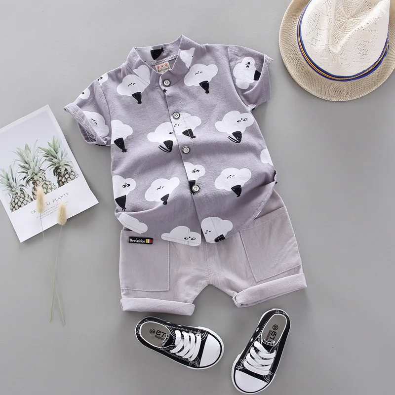 2020 летняя одежда для маленьких мальчиков костюм с коротким рукавом комплекты