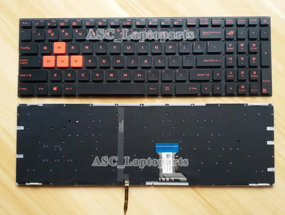 Новая клавиатура US QWERTY для ноутбука Asus GL702VS GL702VM GL702VT GL702ZC(оранжевый/розовый "был") с подсветкой, с оранжевой/розовой печатью