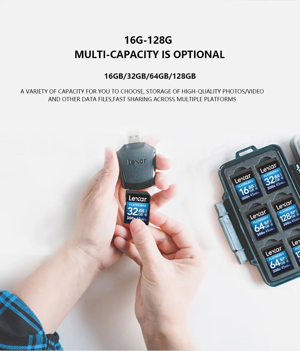 Lexar камера; sd-карта Platinum II 300x SDHC 16 Гб UHS-I/U1 до 45 МБ/с. читать флэш-память для видео высокой четкости, Прямая поставка