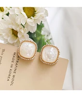 2022 japan new vintage round marble opal stone big stud earrings for women fashion temperament simulated brinco