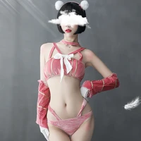 new uniform underwear gold velvet sexy breast wrapped cat girl cosplay with waistless cosplay suit