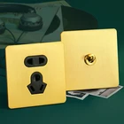 Переключатель настсветильник в стиле ретро, 1-4 клавиши, 2 канала, золото, латунь, нержавеющая сталь, панельный выключатель, настенная электрическая розетка