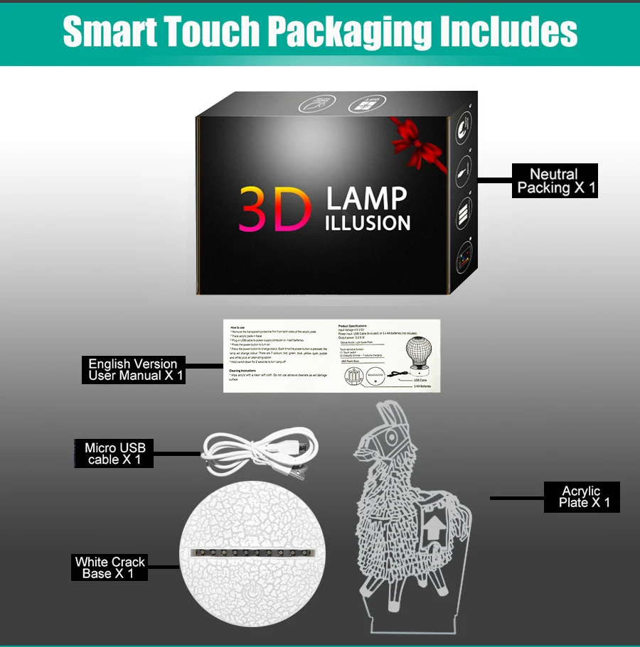 

3D Nightlight baby Game Alpaca Llama Remote Night Light 16 Color Table Lamp Baby Luminaria Children Birthday Christmas Kids Gift