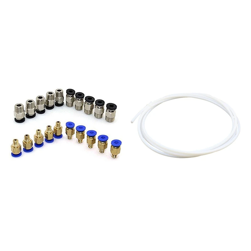 

2 Meters PTFE PTFE Bowden Tube with PC4-M10 Straight Pneumatic Fitting Push to Connect + PC4-M6 Quick in Fitting