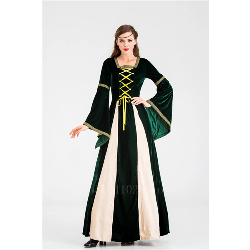 Женский маскарадный костюм средневековой расцветки карнавальное