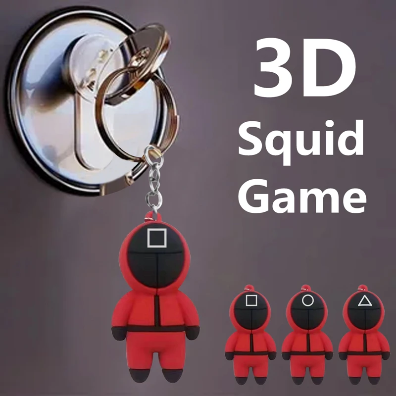 

Merry Christmas Gift 3D Squid Game Figures Mask Keychain Charms Round Six Cosplay Keychains for Ladies Men Kids Key Chain Toys