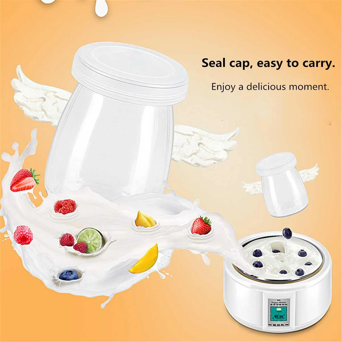 1 5l yogurt maker with 7 glass ferment jars automatic yogurt machine household diy automatic yogurt tools kitchen appliance 220v free global shipping