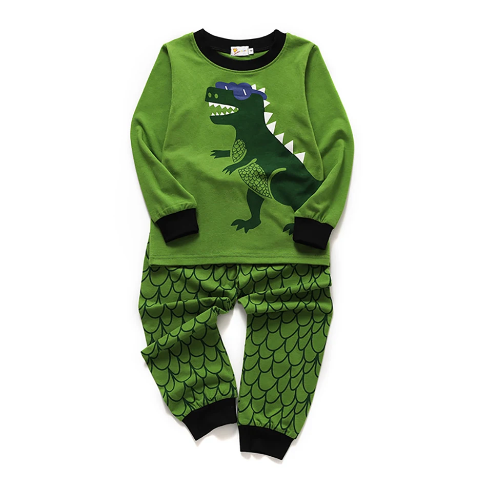 Детская зимняя пижама с длинным рукавом и принтом динозавра |
