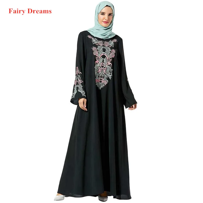 Женское длинное платье Кафтан с вышивкой в турецком арабском и мусульманском