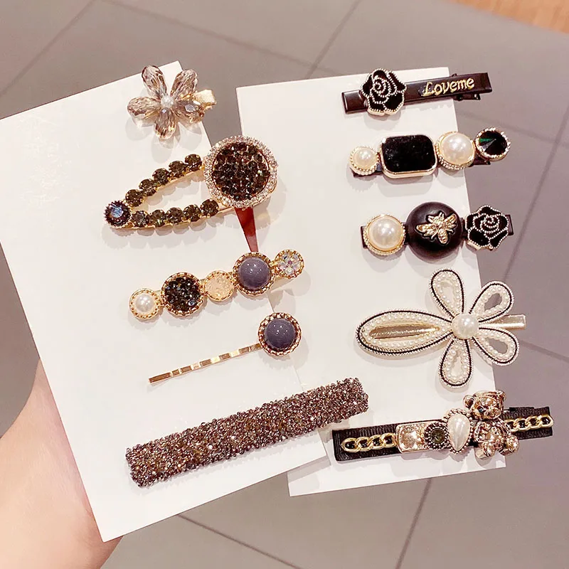 Заколка для волос с жемчугом Женская элегантный зажим кристаллами