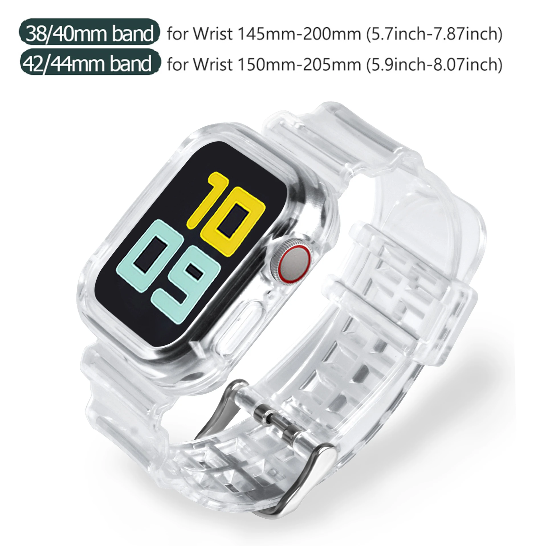 Sport Clear Band + Case for Apple Watch 8 7 6 SE 5 4 3 Transparent silicone Strap for iwatch Strap 40mm 44mm 42MM 41MM 45MM 49MM