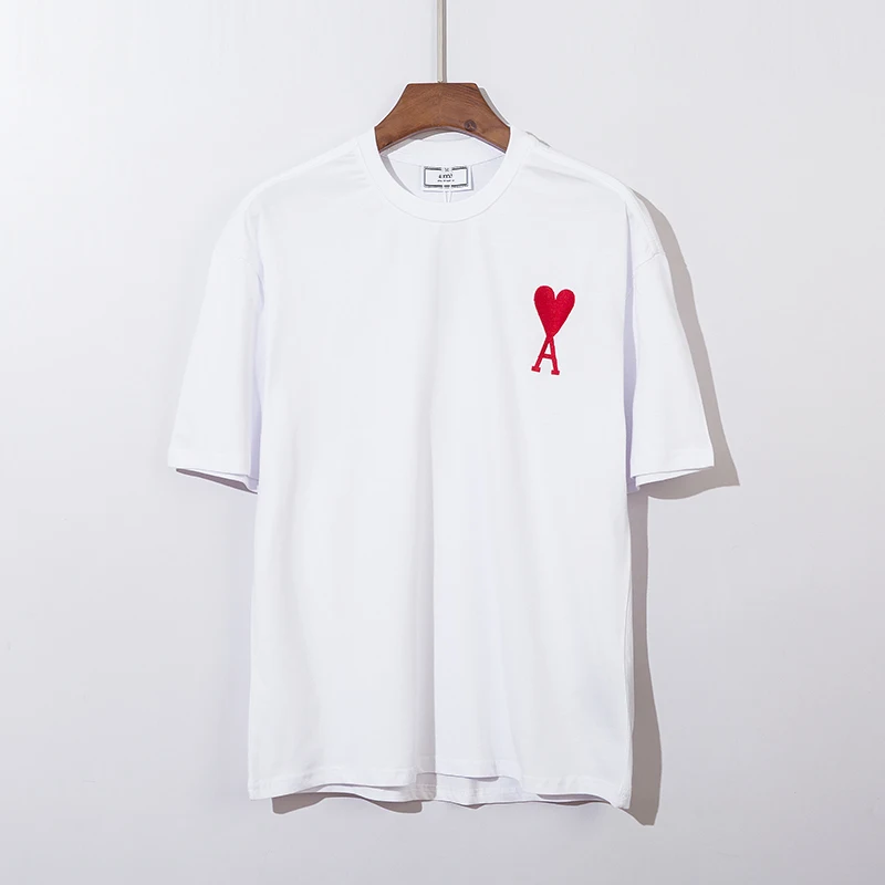 

summer new AMI Alexandre mattiussi hearts a love embroidery simple fashion men's and women's round neck short sleeve T-shir 8246