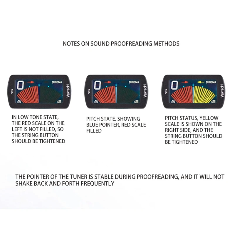 

VERTECHnk VT-6 Highly Sensitive Big Screen Guitar Tuner Musical Instrument Universal Tuner