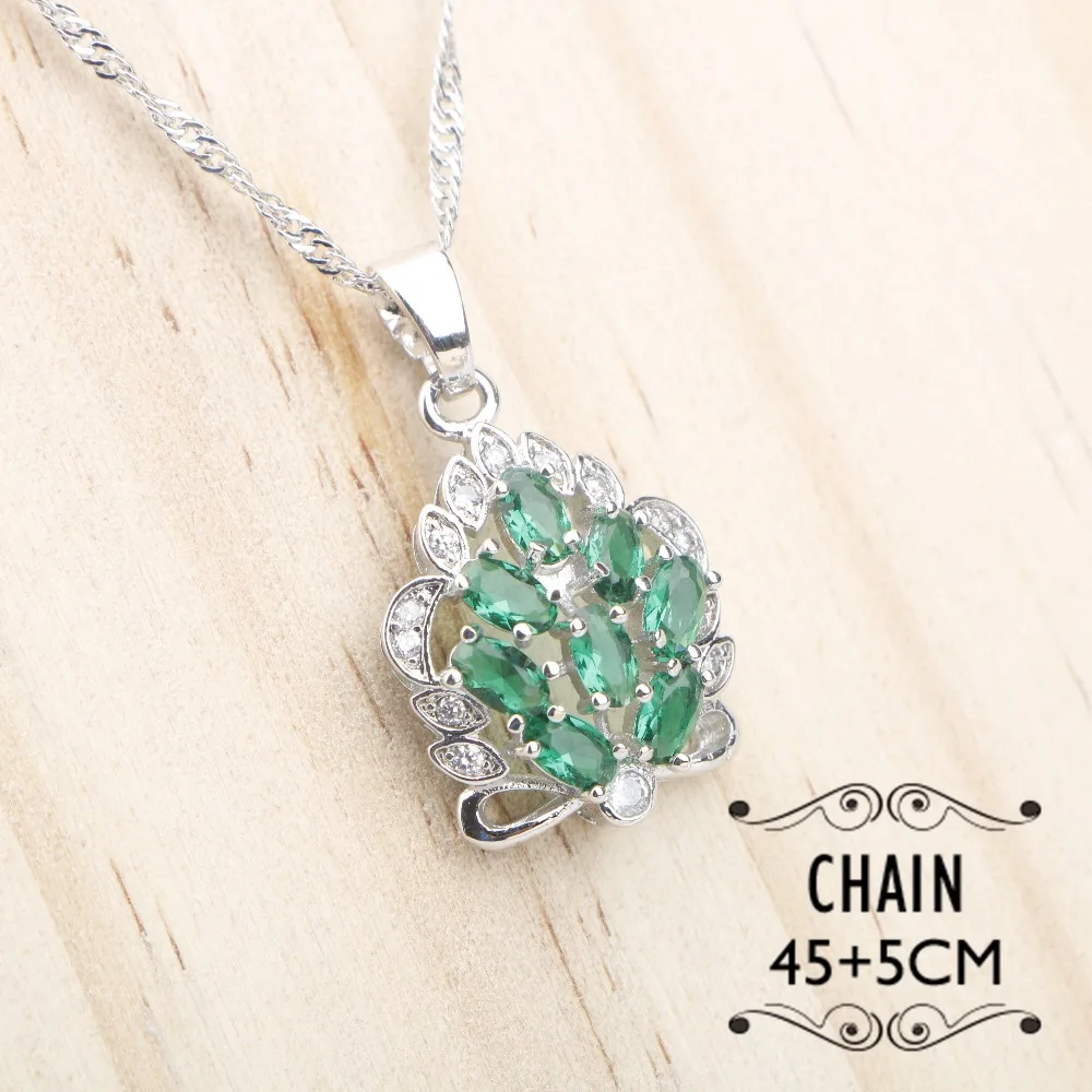 Женский набор украшений из серебра 925 пробы с зеленым цирконием серьги камнями