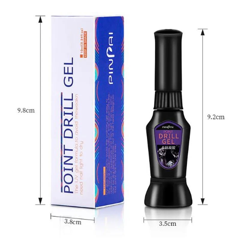

10m Nail Glue UV Manicure Acrylic Rhinestones Decoration Stick Gel Clear Point Drill Gel with Brush Nail Art Crystal Glue G139