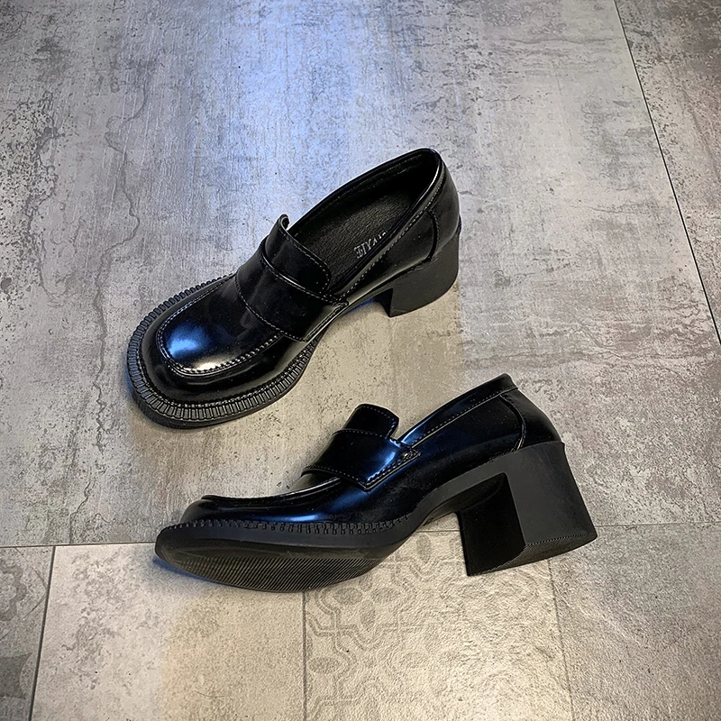 

Женские кожаные туфли, Повседневная дышащая обувь на толстом каблуке, Нескользящие, средней высоты, сандалии