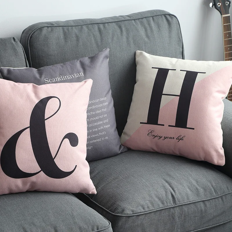 Фото ins linen cotton decorative cushion cover pink grey black letters plant plaid pillow 45*45cm sofa chair office pillowcase Дом и сад ins linen cotton decorative cushion cover pink grey black letters plant plaid pillow 45*45cm sofa chair office pillowcase Дом и сад