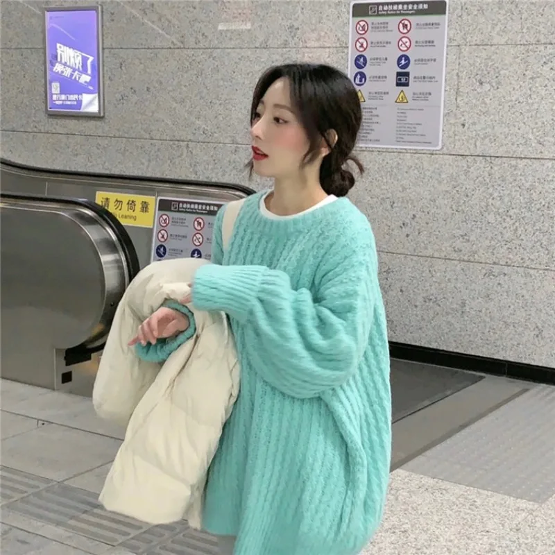 

Fall Winter Women’s Sweater Casual Simple Fashion Small Fresh O-Neck Versatile Loose Knitted Pullover Korean Female Knitwear New