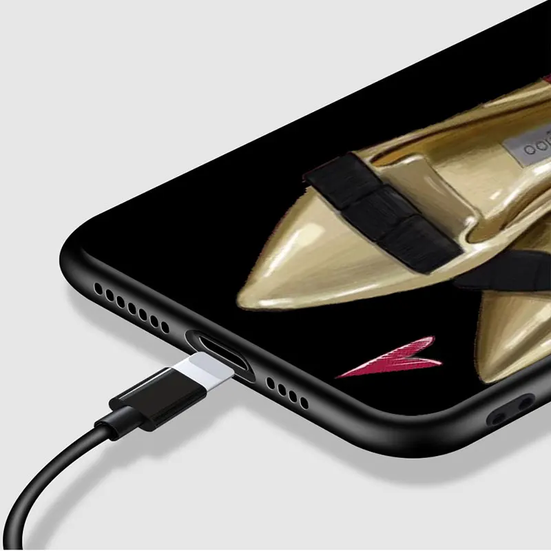 

Fashion Heels Flower Girl For iPhone 12 Pro Max Mini 11 Pro XS Max X XR 6S 6 7 8 Plus 5S Soft Black Phone Case