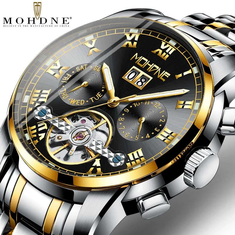 Золотые автоматические механические часы с турбийоном модные мужские роскошные