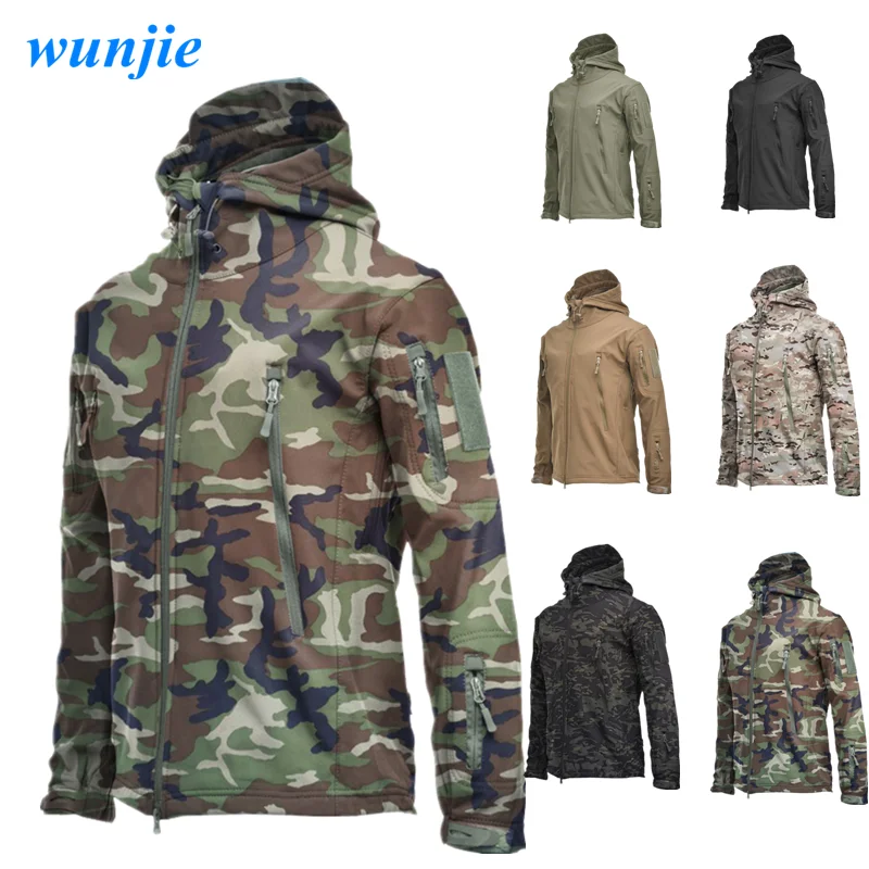 

Men's waterproof warm windbreaker US military clothing winter large size men's camouflage jacket shark soft shell military tacti
