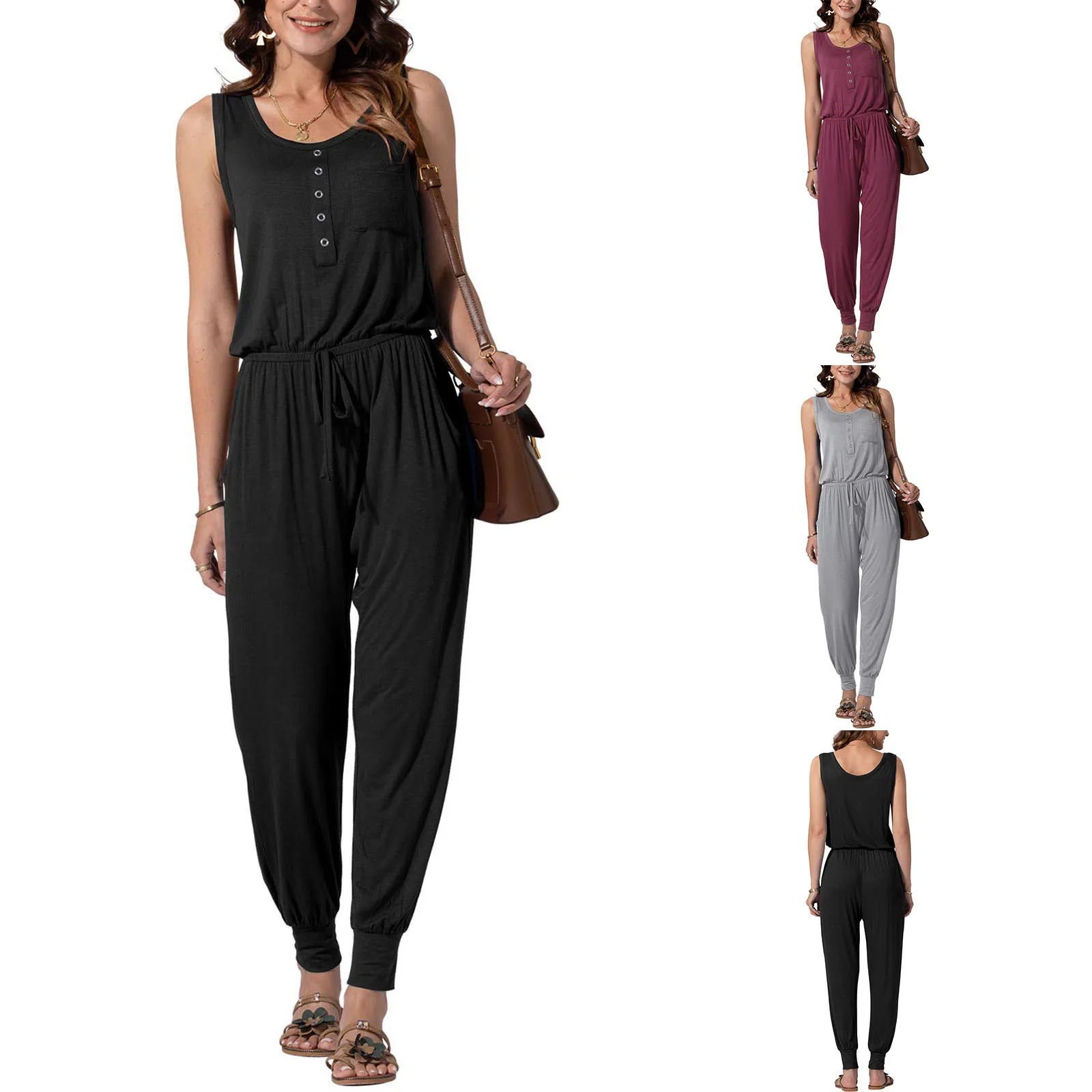 

Новые летние женские пикантные однотонные Цвет одежда без рукавов, на пуговицах, с спортивный костюм женский с эластичной талией Повседнев...