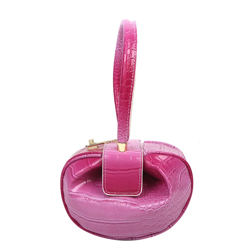 

Luxury Designer Handbag Women Gradient Round Stone Pattern Leather Hand Bags For Women 2021 Fashion Bowling Bag Bolsa Feminina