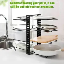 8-layers Pan Organizer Holder Cutting Board Pan Pot Adjustable Shelf Accessories Kitchen Cookware Storage Rack