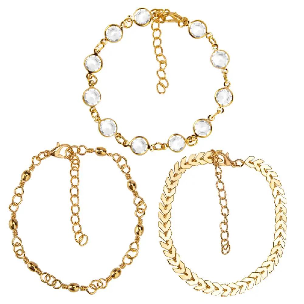 3 шт./компл. новые пикантные летние модные пляжные ножные браслеты золотого и