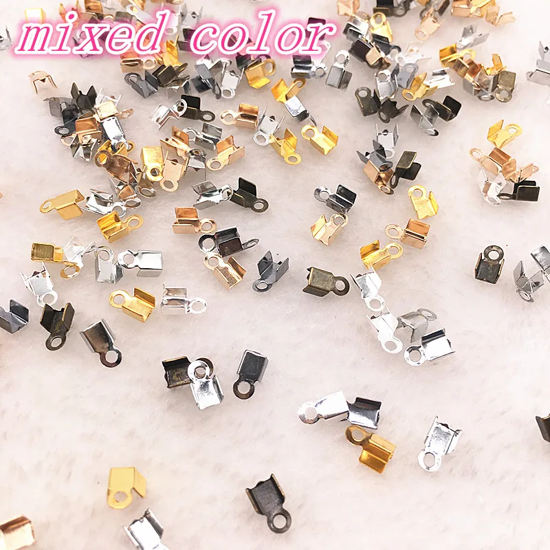 07 mixed color Хит 200 шт./лот, 2x6/4x8 мм, Обжимные бусины, застежки, заглушки для шнура, заглушки для шнура, лента, кожаный зажим, заглушка для ожерелья, разъемы - Цвет: 07 mixed color