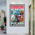 Модульная картина для гостиной в ретро-винтажном стиле, путешествия или холст, Люблин, Польша, принты для домашнего декора